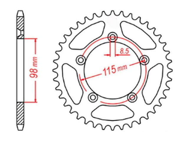 Zębatka tylna 4552 48 KTM SX 65 (ŁAŃC. 420) MTX PARTS | 11-KMX-48