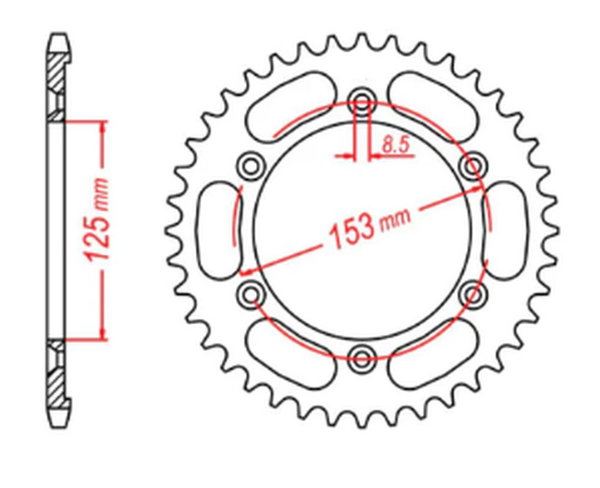 Zębatka tylna 4547 54 Honda XR 125L (JD19) (ŁAŃC. 428) MTX PARTS | 11-KRH-54