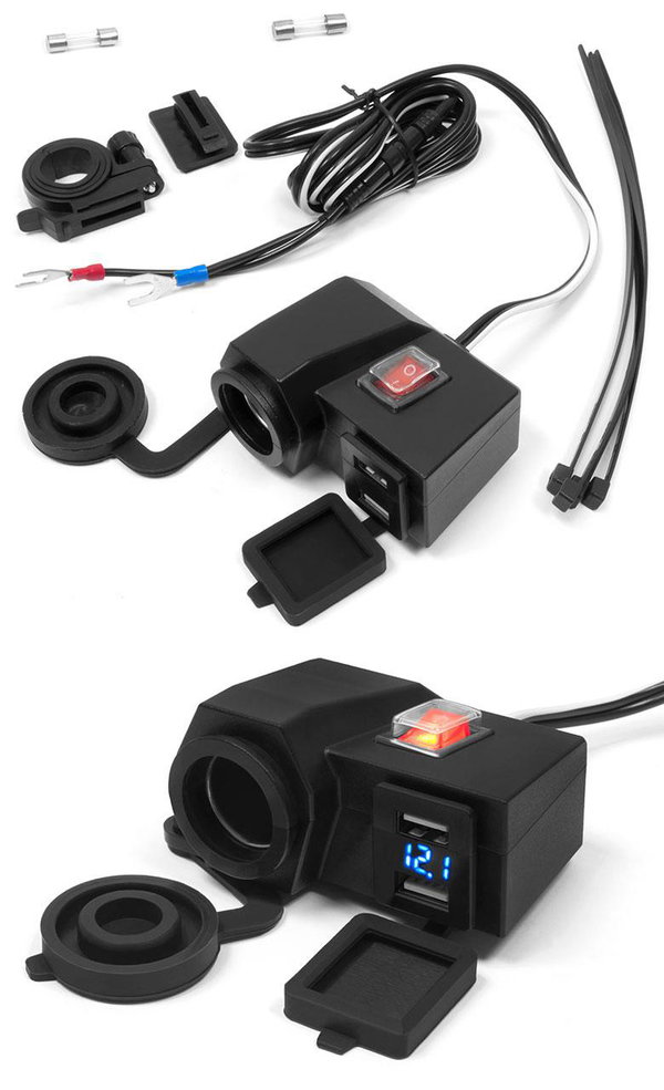 Gniazdko zapalniczki na kierownicę 12V 2x USB 5V Biketec | BTMUS06