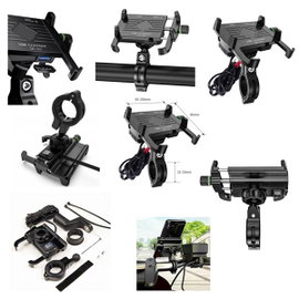 Uchwyt motocyklowy na telefon z ładowarką R10 metal USB QC Biketec | BT169