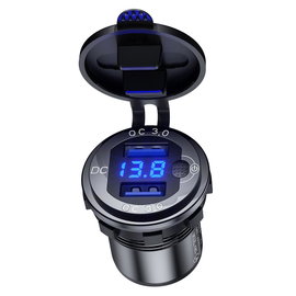 Podwójne gniazdo USB QC 3.0 36W z woltomierzem BIKETEC | BTMUS43QC