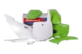 Komplet plastików Kawasaki KLX 110 Zielono Biały OEM Polisport | 90056