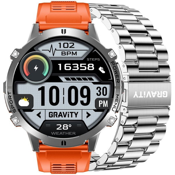 SMARTWATCH MĘSKI GRAVITY GT42-4 - AMOLED, DODATKOWA BRANSOLETA (sg056d)