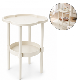 Mobilny stolik kawowy w kształcie koniczyny biały 37x37x46cm STL27B