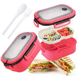 Śniadaniówka LUNCH BOX ze sztućcami 21 x 14,5 x 8cm fuksja PJM44F