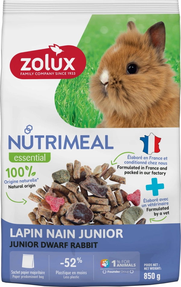 Karma dla królika miniaturki junior ZOLUX NUTRIMEAL 4 850g młody królik
