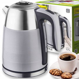 STALOWY CZAJNIK ELEKTRYCZNY bezprzewodowy MAESTRO DUŻY 1,7L 2200W SZARY