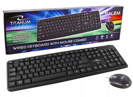 PRZEWODOWY ZESTAW KLAWIATURA I MYSZ MYSZKA CICHY USB