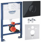 GROHE RAPID SL STELAŻ PODTYNKOWY WC 82CM NISKI PRZYCISK CZARNY POŁYSK 4W1
