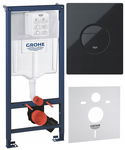 GROHE RAPID SL STELAŻ PODTYNKOWY WC PRZYCISK CZARNY POŁYSK MATA ZESTAW 4W1