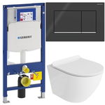 GEBERIT ZESTAW PODTYNKOWY WC + LAVITA MISKA WISZĄCA RIMLESS PRZYCISK CZARNY