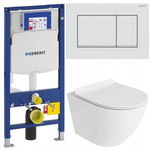 GEBERIT ZESTAW PODTYNKOWY WC + LAVITA MISKA WISZĄCA RIMLESS PRZYCISK BIAŁY