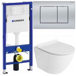 GEBERIT ZESTAW PODTYNKOWY WC + LAVITA MISKA WISZĄCA RIMLESS PRZYCISK CHROM