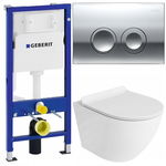 GEBERIT ZESTAW PODTYNKOWY WC + LAVITA MISKA WISZĄCA RIMLESS PRZYCISK CHROM