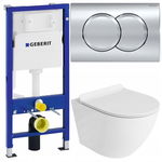 GEBERIT ZESTAW PODTYNKOWY WC + LAVITA MISKA WISZĄCA RIMLESS PRZYCISK CHROM