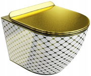 LAVITA SOFI SLIM CHECKED GOLD MISKA WISZĄCA WC RIMLESS DESKA WOLNOOPADAJĄCA