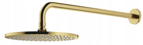 OMNIRES SLIMLINE DESZCZOWNICA Z RAMIENIEM o25CM MOSIĄDZ SZCZOTKOWANY