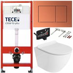 TECE ZESTAW PODTYNKOWY WC MISKA RIMLESS PRZYCISK CZERWONY BRĄZ FRESH 7W1