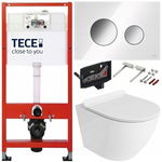 TECE ZESTAW PODTYNKOWY WC MISKA RIMLESS PRZYCISK BIAŁY/CHROM SZKLANY 7W1