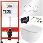 TECE ZESTAW PODTYNKOWY WC MISKA RIMLESS PRZYCISK BIAŁY SZKLANY FRESH 7W1