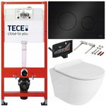 TECE ZESTAW PODTYNKOWY WC MISKA RIMLESS PRZYCISK CZARNY POŁYSK FRESH 7W1