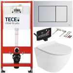 TECE ZESTAW PODTYNKOWY WC MISKA RIMLESS PRZYCISK CHROM MAT FRESH 7W1