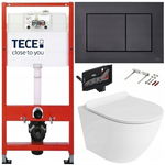 TECE ZESTAW PODTYNKOWY WC MISKA RIMLESS PRZYCISK CZARNY MAT FRESH 7W1