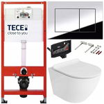 TECE ZESTAW PODTYNKOWY WC MISKA RIMLESS PRZYCISK CHROM POŁYSK FRESH 7W1