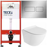 TECE ZESTAW PODTYNKOWY WC MISKA RIMLESS PRZYCISK STAL SZCZOTKOWANA MATA 6W1