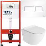 TECE ZESTAW PODTYNKOWY WC MISKA RIMLESS PRZYCISK METALOWY BIAŁY MAT 6W1
