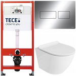 TECE ZESTAW PODTYNKOWY WC MISKA RIMLESS PRZYCISK METALOWY CHROM POŁYSK 6W1