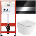 TECE ZESTAW PODTYNKOWY WC MISKA RIMLESS PRZYCISK SZKLANY CZARNY / CHROM 6W1