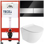 TECE ZESTAW PODTYNKOWY WC MISKA RIMLESS PRZYCISK SZKLANY CZARNY / STAL 6W1