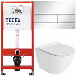 TECE ZESTAW PODTYNKOWY WC MISKA RIMLESS PRZYCISK METALOWY BIAŁY POŁYSK 6W1