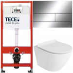TECE ZESTAW PODTYNKOWY WC MISKA RIMLESS PRZYCISK METALOWY CHROM POŁYSK 6W1