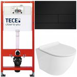 TECE ZESTAW PODTYNKOWY WC MISKA RIMLESS PRZYCISK METALOWY CZARNY MAT 6W1