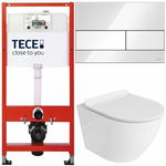 TECE ZESTAW PODTYNKOWY WC MISKA RIMLESS PRZYCISK SZKLANY BIAŁY MATA 6W1
