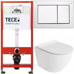 TECE ZESTAW PODTYNKOWY WC MISKA RIMLESS PRZYCISK BIAŁY POŁYSK MATA 6W1