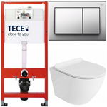 TECE ZESTAW PODTYNKOWY WC MISKA RIMLESS PRZYCISK CHROM POŁYSK MATA 6W1