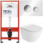 TECE ZESTAW PODTYNKOWY WC MISKA RIMLESS PRZYCISK BIAŁY/CHROM SZKLANY 6W1