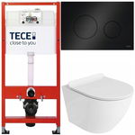 TECE ZESTAW PODTYNKOWY WC MISKA RIMLESS PRZYCISK CZARNY POŁYSK MATA 6W1