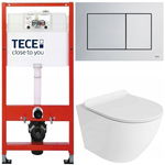 TECE ZESTAW PODTYNKOWY WC MISKA RIMLESS PRZYCISK CHROM MAT MATA 6W1