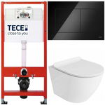 TECE ZESTAW PODTYNKOWY WC MISKA RIMLESS PRZYCISK CZARNY POŁYSK MATA 6W1