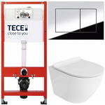 TECE ZESTAW PODTYNKOWY WC MISKA RIMLESS PRZYCISK CHROM POŁYSK MATA 6W1