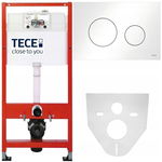 TECE BASE STELAŻ PODTYNKOWY WC ZESTAW PRZYCISK BIAŁY POŁYSK MATA 4W1