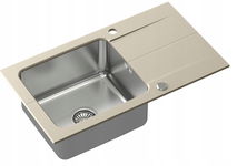 QUADRON EDWARD 111 ZLEWOZMYWAK Z KOMORĄ STALOWĄ BEŻOWY / STAL + SYFON