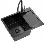 QUADRON LUKE 116 ZLEWOZMYWAK STALOWY 1KOMOROWY BLACK METAL SYFON BATERIA