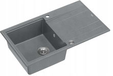QUADRON EVAN 111 ZLEWOZMYWAK 1-KOMOROWY SZARY / STAL + SYFON PUSH