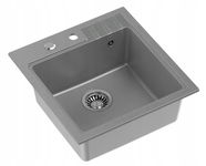QUADRON PETER 110 ZLEWOZMYWAK GRANITOWY 1-KOMOROWY SILVER STONE + SYFON