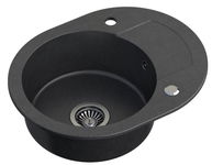 QUADRON JOHNY 216 ZLEWOZMYWAK GRANITOWY 1-KOMOROWY BLACK DOTTED + SYFON